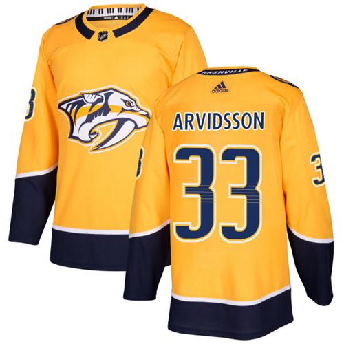 Adidas Predators #33 Viktor Arvidsson Yellow Home Authentic Stitched Youth NHL Jersey - Click Image to Close